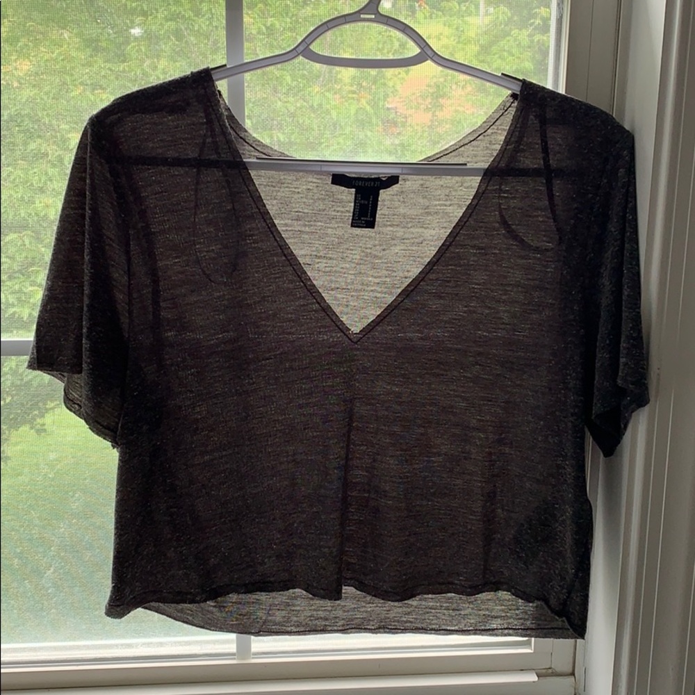 Grey Short Sleeve, Cropped
